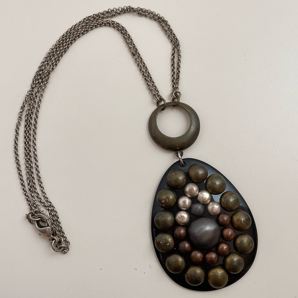 NINE WEST Brutalist Edgy Whimsical Goth Oversized Abstract Statement Necklace